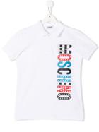 Moschino Kids Teen Logo Print Polo Shirt - White