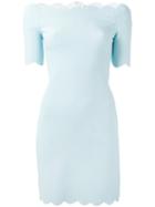 Fendi Off The Shoulder Scallop Dress, Women's, Size: 42, Blue, Polyamide/polyester/spandex/elastane/viscose