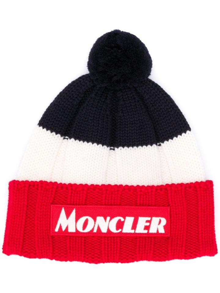 Moncler Colour Block Knit Beanie - Blue