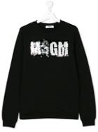 Msgm Kids - Sequin Logo Sweatshirt - Kids - Cotton - 14 Yrs, Black