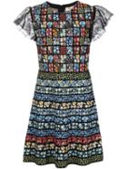 Valentino Floral Knit Dress, Women's, Size: M, Black, Polyester/viscose