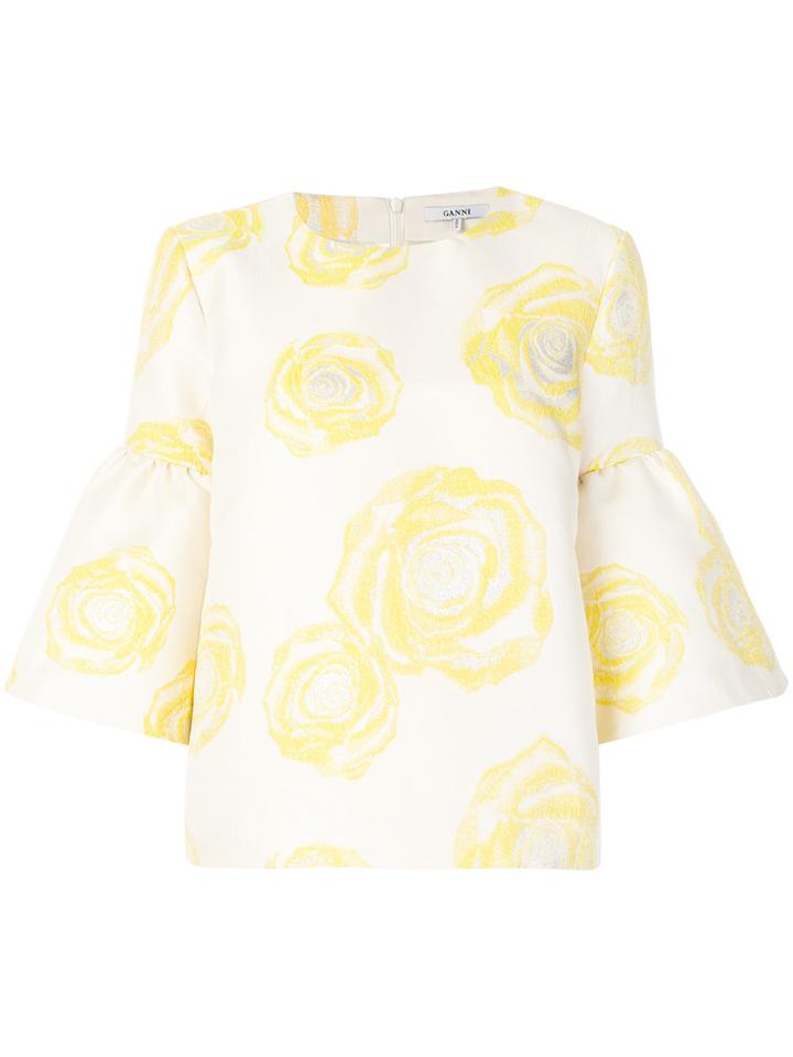 Ganni Floral Embroidered Blouse - Nude & Neutrals