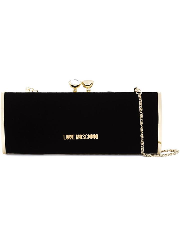 Love Moschino Velvet Ball Clutch, Women's, Black