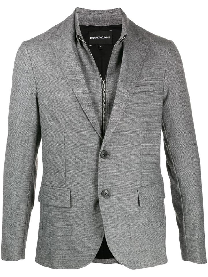 Emporio Armani Zip-up Panel Blazer - Grey