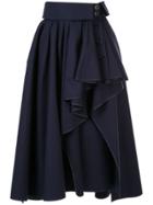 Dice Kayek Ruffled Asymmetric Skirt - Blue