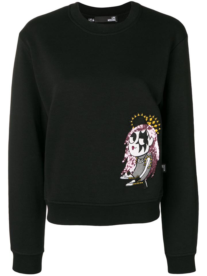 Love Moschino Embroidered Long-sleeve Sweater - Black