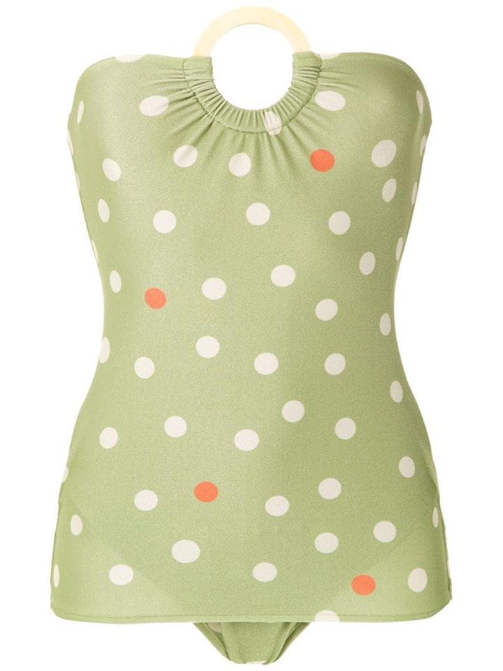 Adriana Degreas Polka Dot Vintage Swimsuit - Green