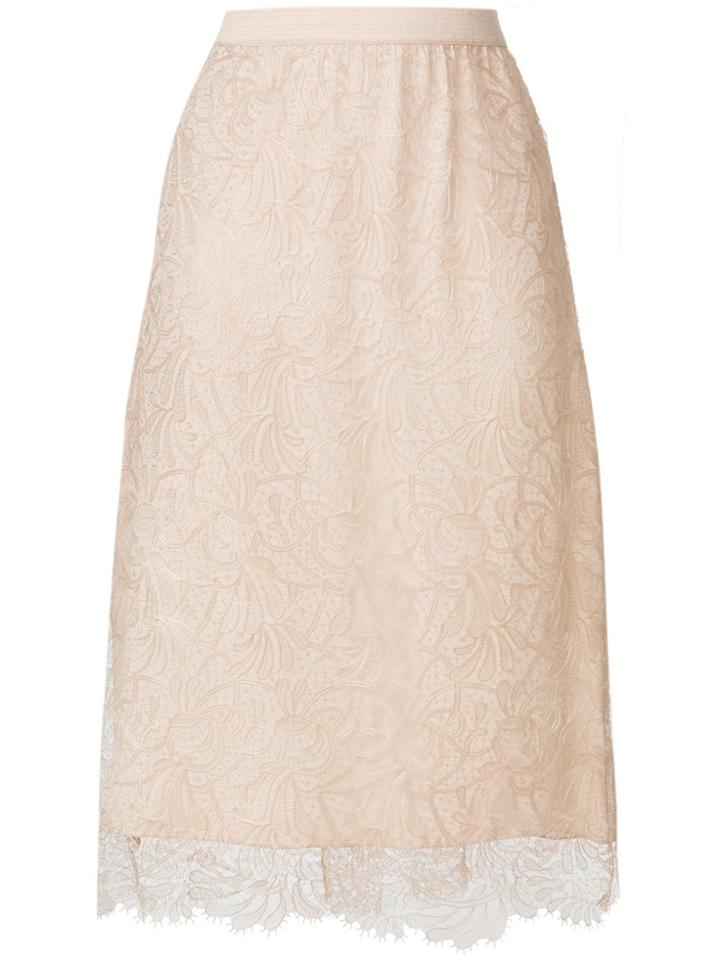 Ermanno Scervino Lace Embroidered Skirt - Nude & Neutrals