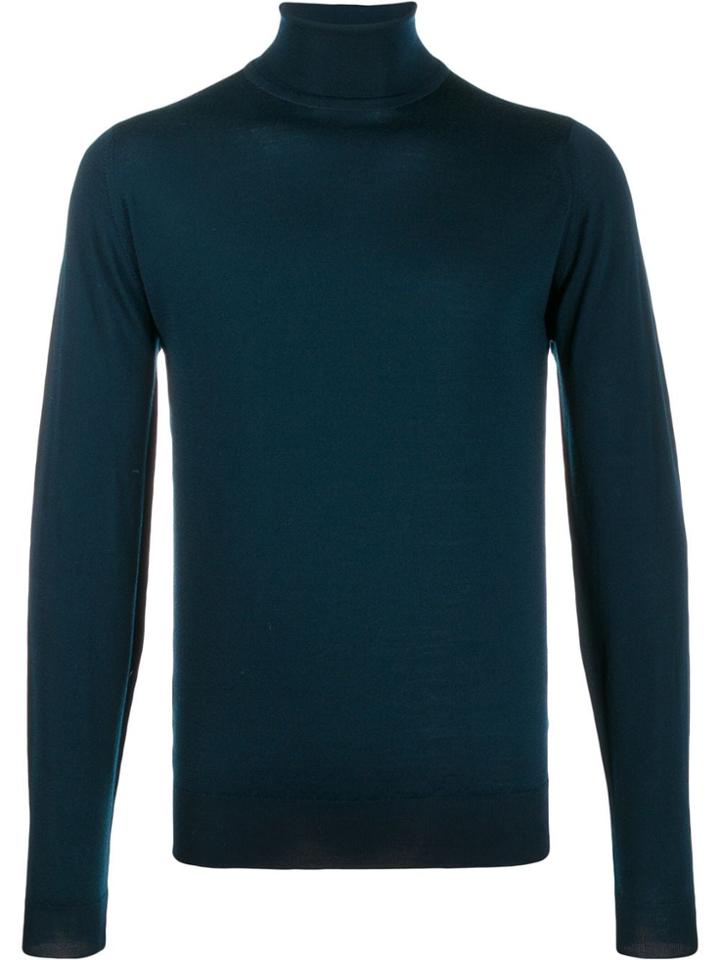 John Smedley Cherwell Roll Neck Jumper - Blue