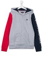 Tommy Hilfiger Junior Colour Block Zipped Hoodie - Grey