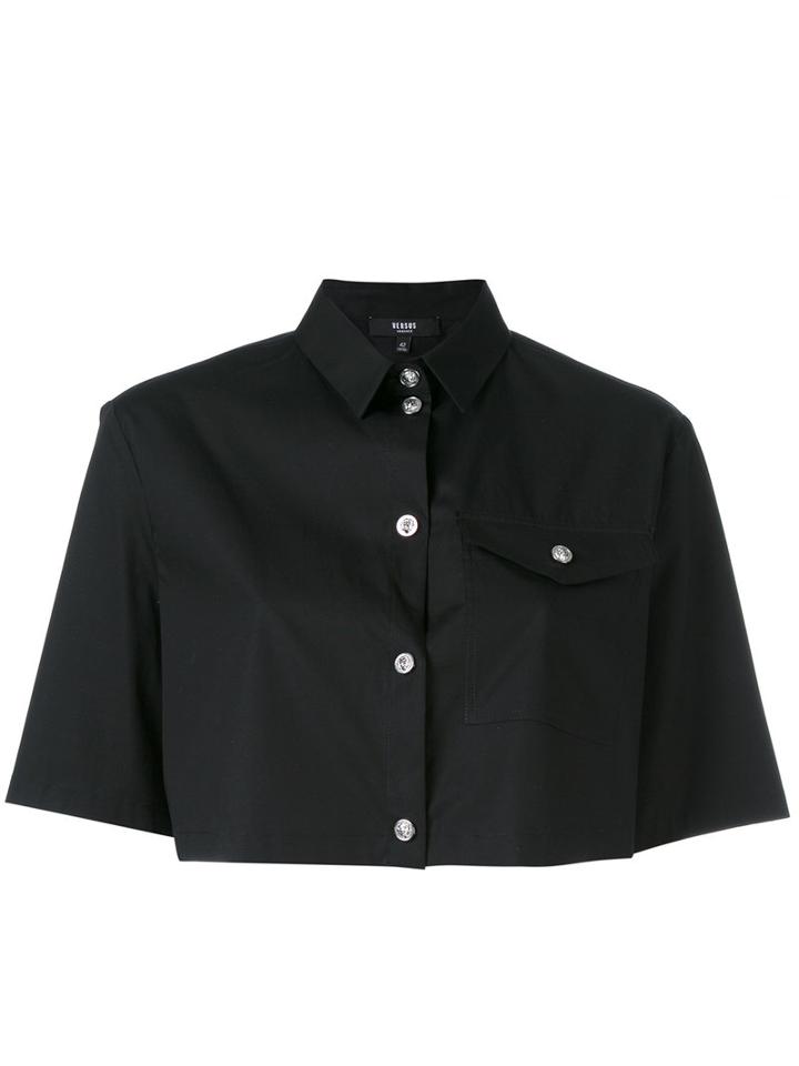 Versus - Cropped Short Sleeve Shirt - Women - Cotton/spandex/elastane - 42, Black, Cotton/spandex/elastane