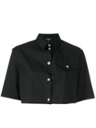 Versus - Cropped Short Sleeve Shirt - Women - Cotton/spandex/elastane - 42, Black, Cotton/spandex/elastane