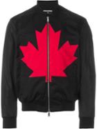 Dsquared2 Maple Leaf Bomber Jacket, Men's, Size: 50, Black, Cotton/spandex/elastane/polyamide/cotton