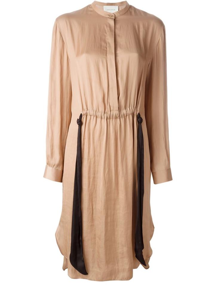 Cédric Charlier Drawstring Waist Shirt Dress, Women's, Size: 40, Nude/neutrals, Polyester