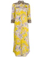 R13 Floral Leopard Print Shirt Dress - Yellow