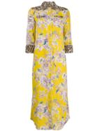 R13 Floral Leopard Print Shirt Dress - Yellow