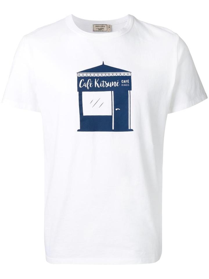 Maison Kitsuné 'café Kitsuné' Print T-shirt, Men's, Size: Medium, Red, Cotton