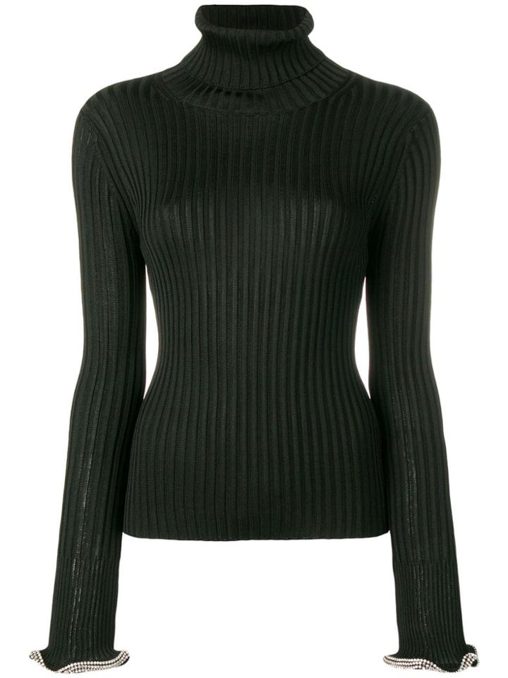 Alexander Wang Crystal Embellished Cuffs Sweater - Black