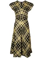 Proenza Schouler S/s Gathered Plaid Dress-crinkle Plaid - Black