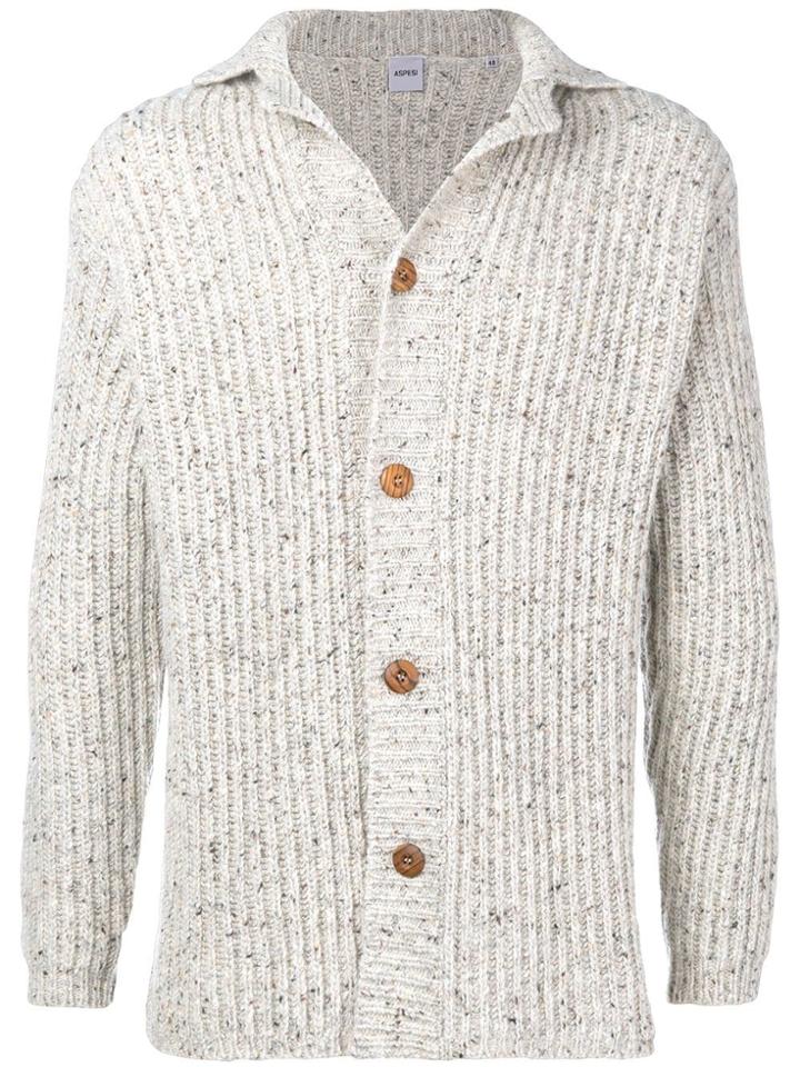 Aspesi Notched Collar Cardigan - Neutrals