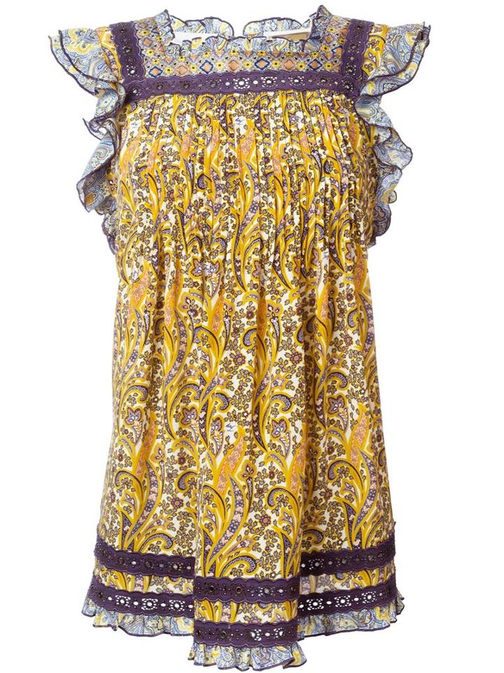 Fay Paisley Print Top, Women's, Size: M, Yellow/orange, Silk