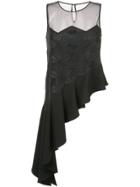 Zac Zac Posen Adel Asymmetric Top With Frill Hem - Black