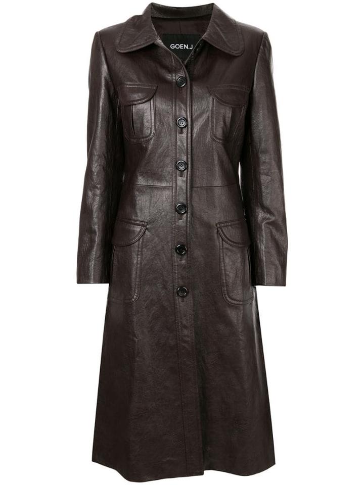 Goen.j Geiza Vegan Leather Coat - Brown