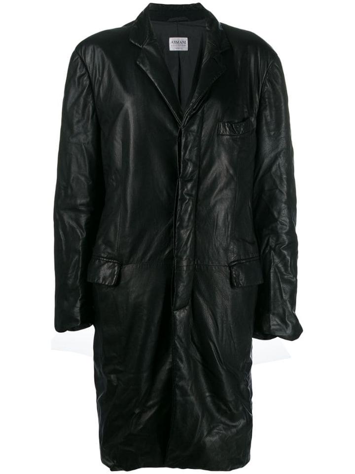 Giorgio Armani Pre-owned 1990's Crinkled Effect Coat - Black