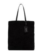 Saint Laurent Black Shearling Tote Bag
