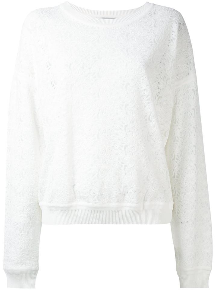 Essentiel Antwerp - 'noumea' Knitted Lace Sweater - Women - Cotton/nylon/polyamide/viscose - M, White, Cotton/nylon/polyamide/viscose