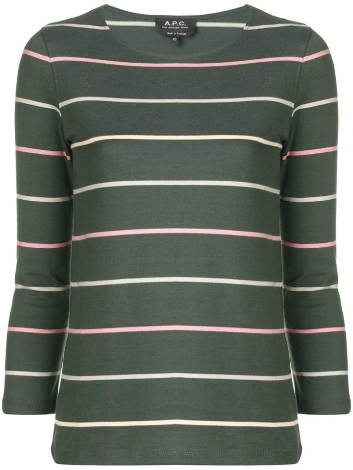A.p.c. Striped Jersey Top - Green