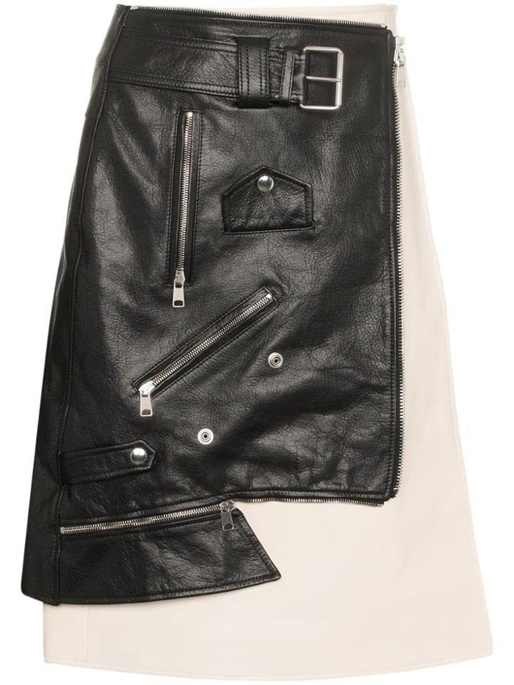 Alexander Mcqueen Leather Biker Jacket Skirt - Black