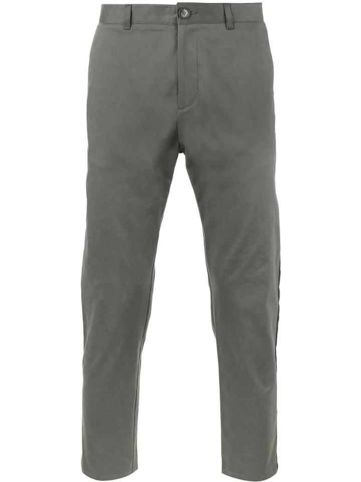 Lot78 Striped Cropped Chinos - Grey