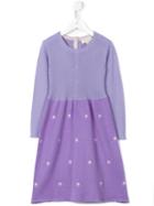 Cashmirino Floral Pattern Knitted Dress, Girl's, Size: 6 Yrs, Pink/purple