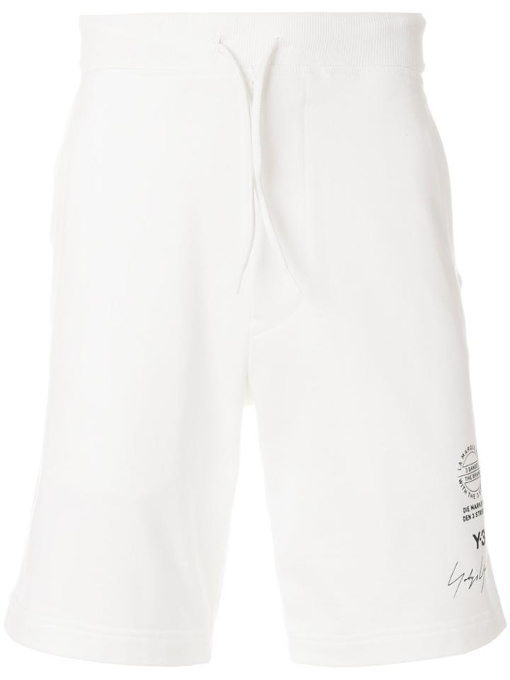 Y-3 Logo Printed Track Shorts - White
