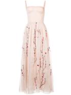 Adam Lippes Floral Embroidery Sheer Dress - Pink & Purple