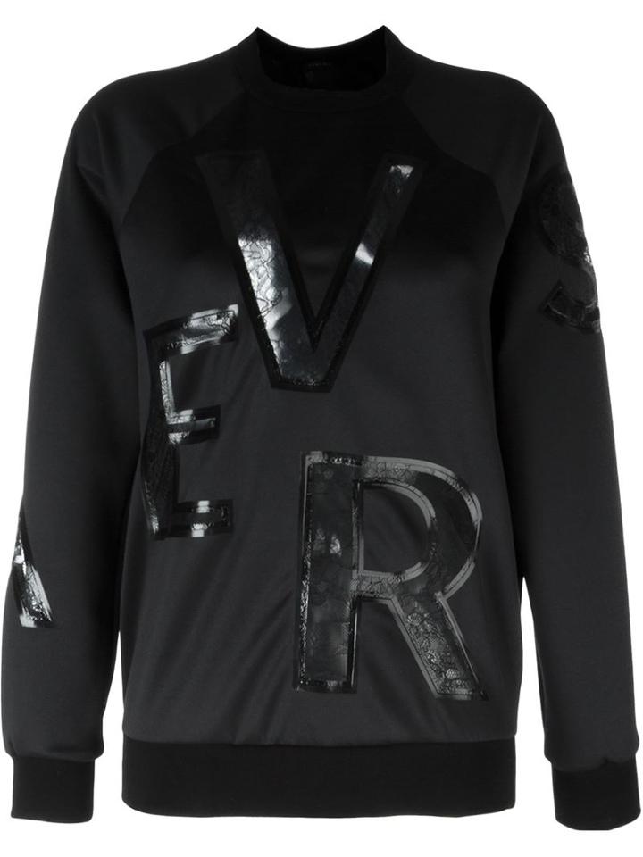 Versace Lace Logo Appliqué Sweatshirt, Women's, Size: 40, Black, Polyester/spandex/elastane/polyamide/cotton