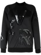 Versace Lace Logo Appliqué Sweatshirt, Women's, Size: 40, Black, Polyester/spandex/elastane/polyamide/cotton
