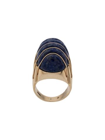 Katheleys Pre-owned 1970's Embossed Oval Ring - Blue