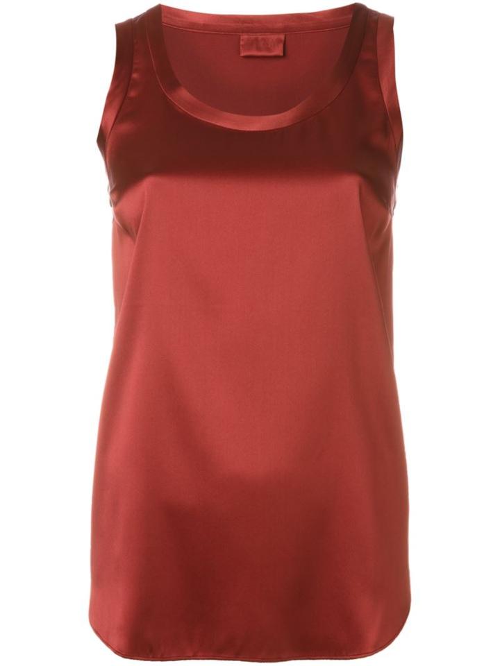 Brunello Cucinelli Scoop Neck Tank Top, Women's, Size: S, Red, Silk/spandex/elastane