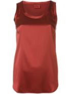 Brunello Cucinelli Scoop Neck Tank Top, Women's, Size: S, Red, Silk/spandex/elastane
