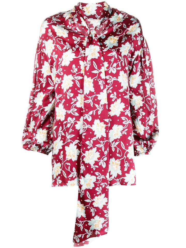 Chloé Floral Tie-neck Blouse - Red
