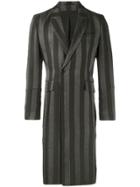 Ann Demeulemeester Striped Long Coat - Black