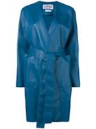Loewe Belted Leather Coat - Blue