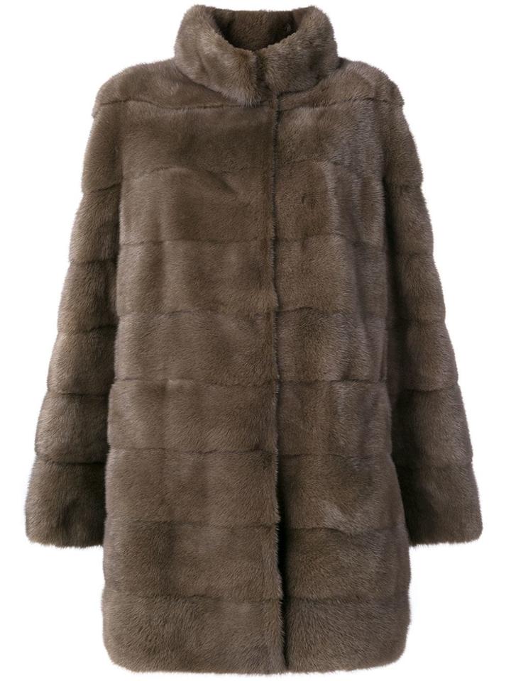 Arma Concealed Front Coat - Grey