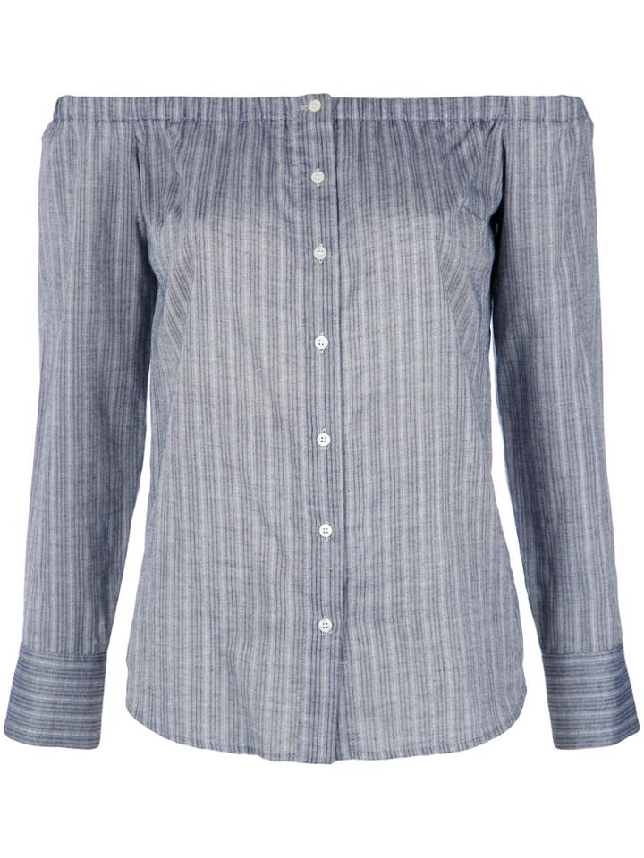 Nk Off The Shoulder Striped Blouse - Blue