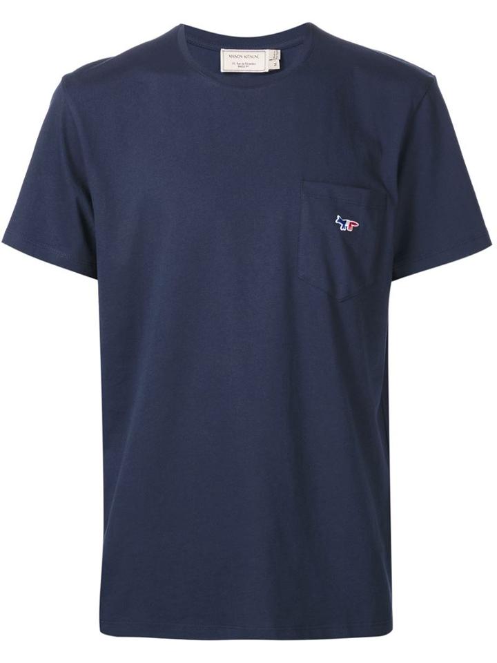 Maison Kitsuné Chest Pocket T-shirt, Men's, Size: L, Blue, Cotton