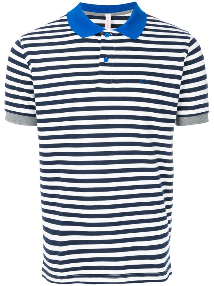 Sun 68 Striped Polo Shirt - Blue