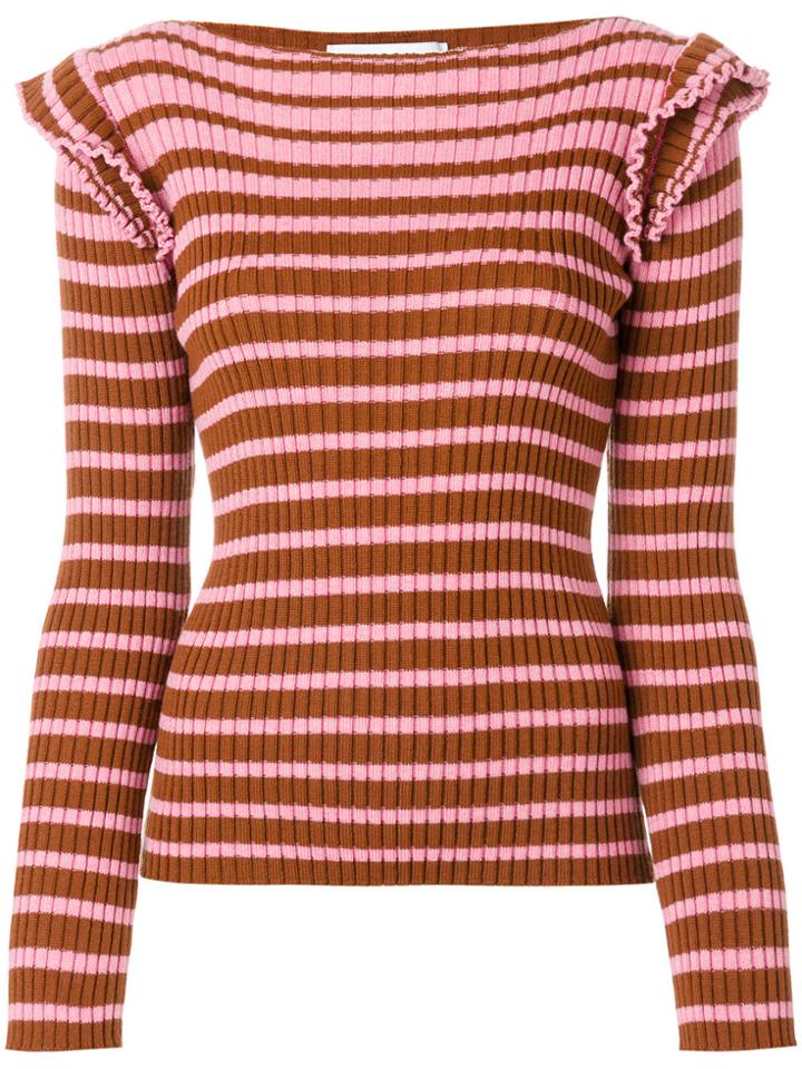 Msgm Horizontal Ribbed Sweater - Pink & Purple