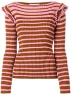 Msgm Horizontal Ribbed Sweater - Pink & Purple